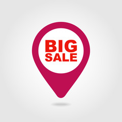 Big sale pin map icon. Map pointer, markers.