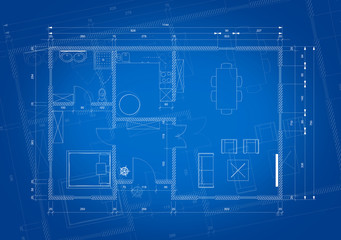 Blueprint of architect plan for house construction