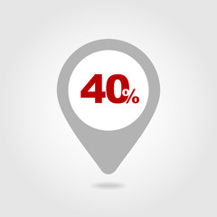 40 forty Percent Sale pin map icon. Map point.