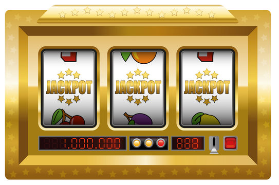 Jackpot symbols slot machine. Illustration over white background.