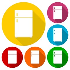 Refrigerator icons set with long shadow