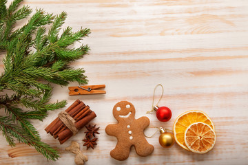 gingerbread Christmas tree and gifts on table