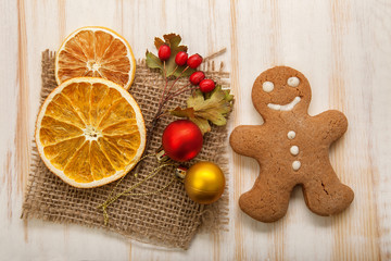 gingerbread Christmas tree and gifts on table