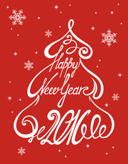 hand drawn christmas tree with congratulation