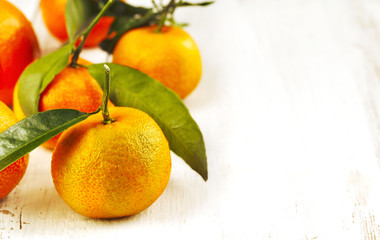 Fresh citrus fruits with leaves