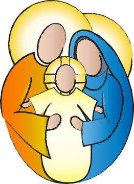 Holy Family Jesus Mary and Joseph simple abstract nativity Chris
