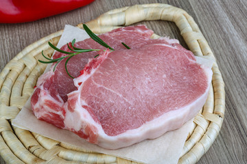 Raw pork steak