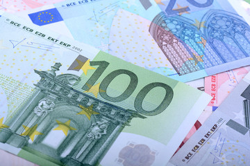 European banknotes, Euro currency from Europe, Euros.