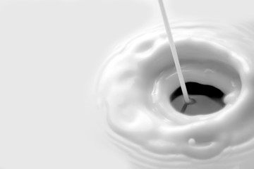 white liquid under the pressure parted to the side