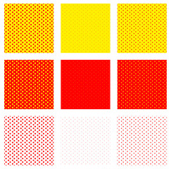 Fototapety  Duotone, czerwony, żółty pop-art, kropki, kropkowany wzór.