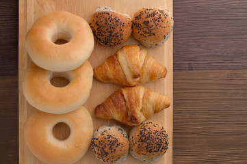 fresh mix bread  on the wooden table.jpg
