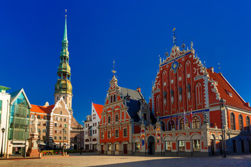 Fototapeta na wymiar City Hall Square in the Old Town of Riga, Latvia