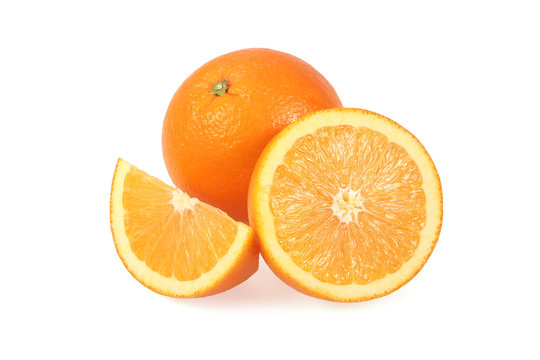 Orange fruit with cut isolated on white