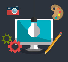 Creative process design with colorful icons