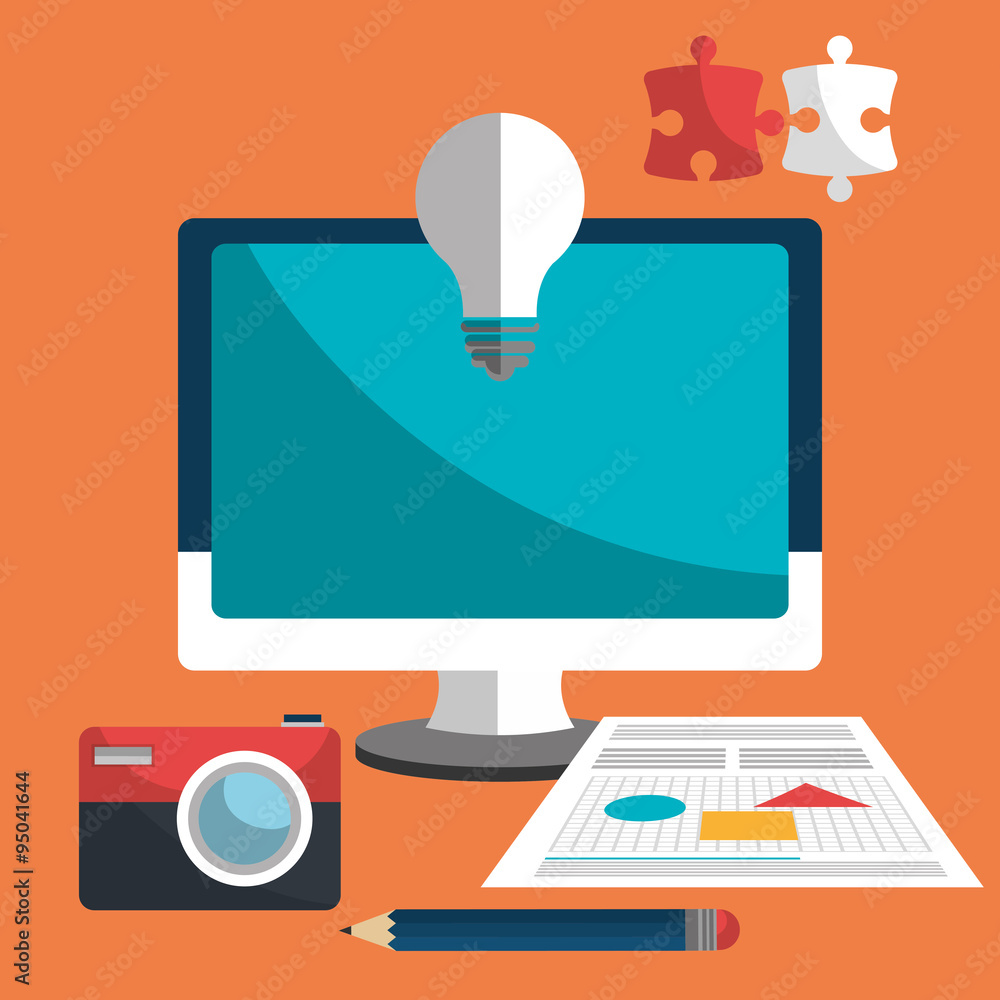 Poster creative process design with colorful icons