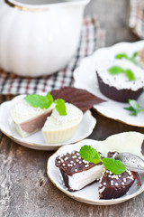 Homemade  chocolate candies with sweet cheese cream