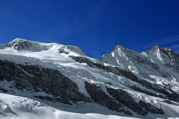 Obraz premium Swiss Alps: The Mischabel Group above Saas Fee