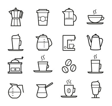 Coffee Icons - drinks, cups and machines