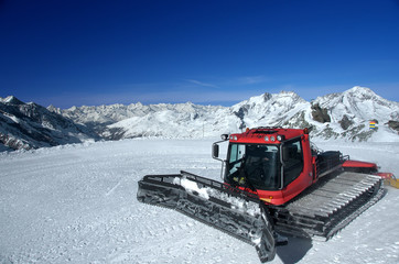 ski run plough on a glacier