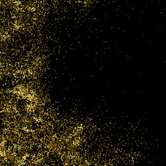 Gold glitter texture on a black background. Golden explosion of confetti. Golden grainy abstract  texture on a black  background. Design element. Vector illustration,eps 10.