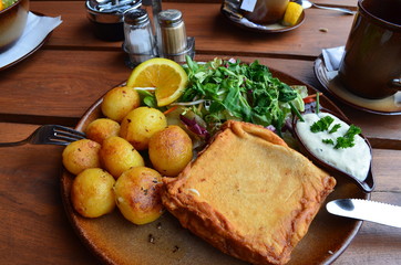 Traditional meal with cheese from Slovakia