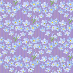 Abstract texture with forget-me-not. Seamless pattern with flower bouquet ornament