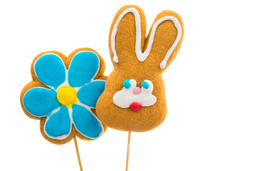 Easter bunny cookies and flower