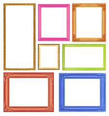 The collection colorful frames on the white background