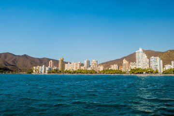 Beautifulsea and city view of Rodadero beach Santa Marta, Colombia