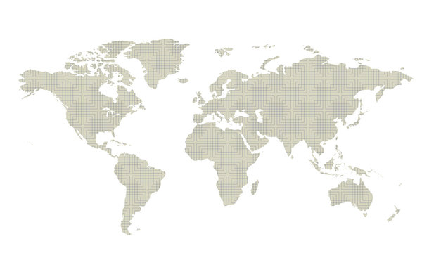 Creative world map with strange pattern