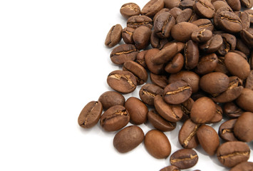 flavored coffee beans on white