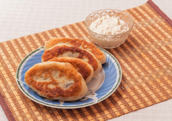 Ukrainian homemade meat pies on a plate