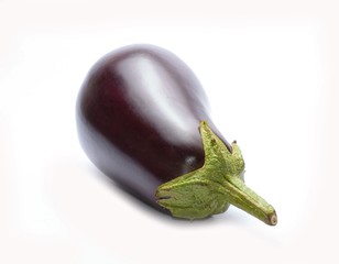 One fresh eggplant isolated on white background
