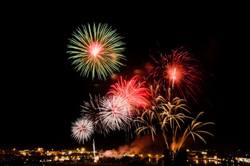 fireworks,fireworks over the lake