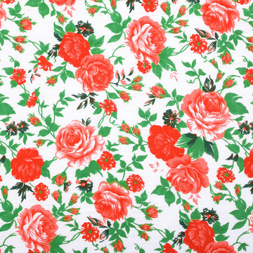 Fabric textile pattern with floral ornament for background