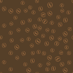 Coffee beans seamless pattern. Wrapping paper repeatable design. Brown seeds background.