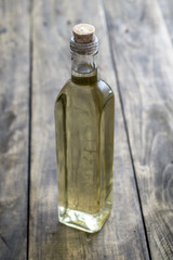 Glass bottle of homemade traditional drink Rakia