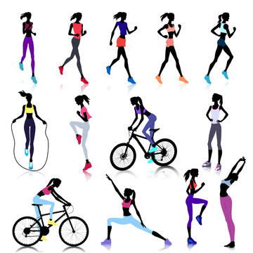 Set of female sport colored