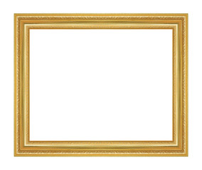 The antique gold frame on the white background