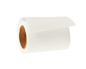 Roll of white toilet paper isolated on white