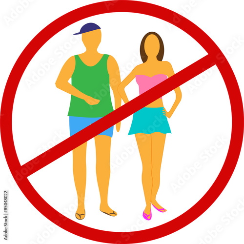 "Appropriate attire no summer clothes entry prohibition sign" Stock