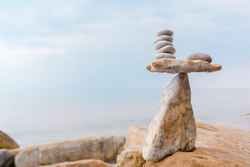 Zen balance of white stones