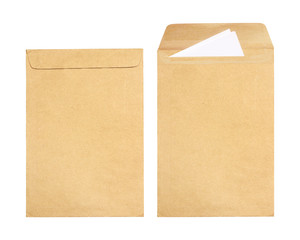 Brown envelope isolated on white background