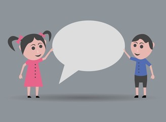 dolls boy and girl holding dialogue