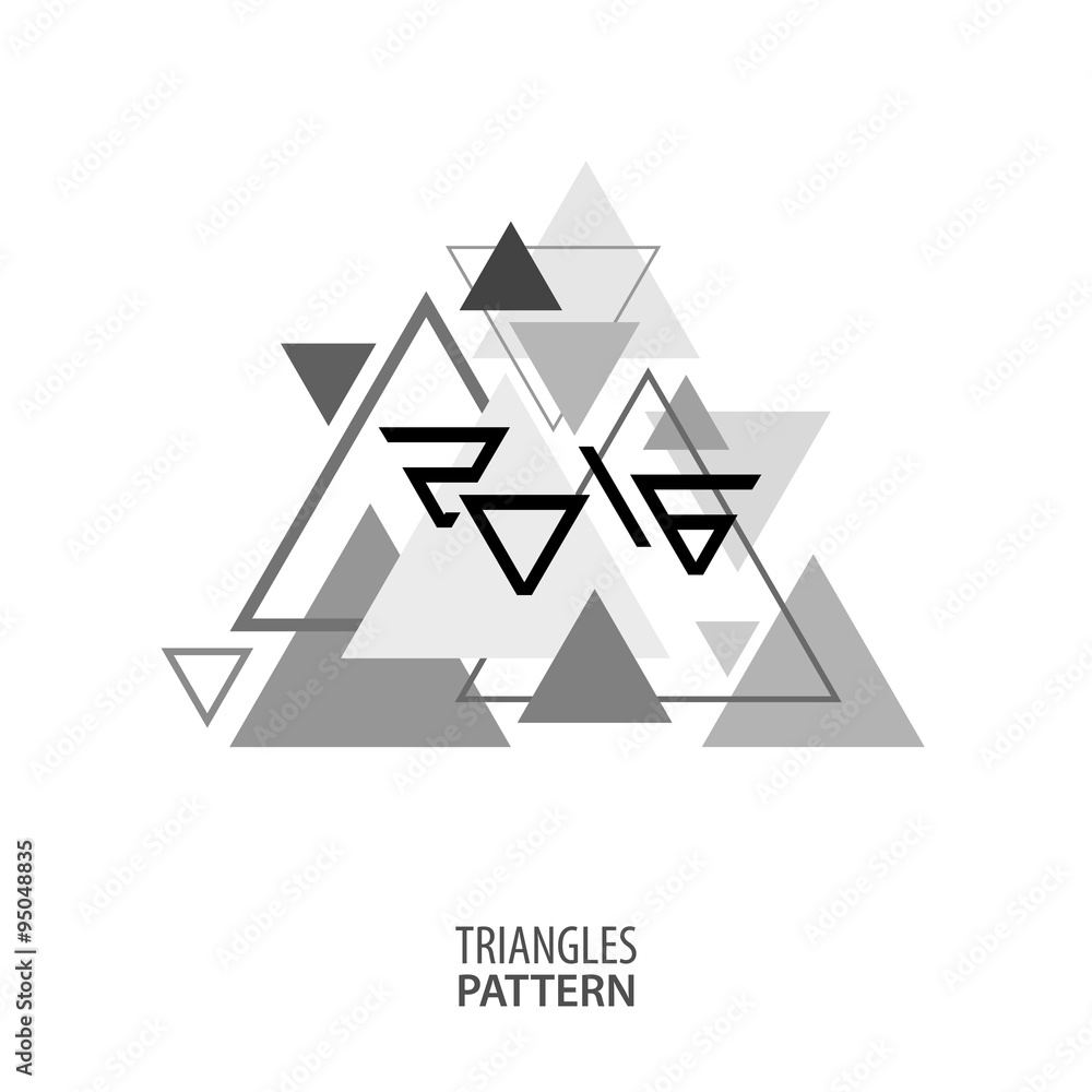 Poster simple black and white geometric pattern of triangles