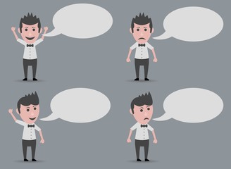 sad and happy man talking