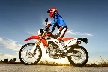 Stof per meter Man met motorcross Byke © R. Gino Santa Maria