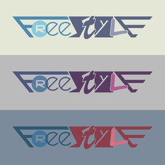 Graphic lettering with word 'Freestyle' for t-shirt