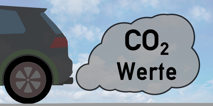 cac9 CarArtworkCloud CO2 Werte - Auto mit Auspuff und Abgasqualm g4023 - smoking vehicle with exhaust fumes - 2to1 e4023