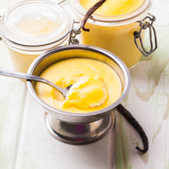 Sweet vanilla pudding dessert